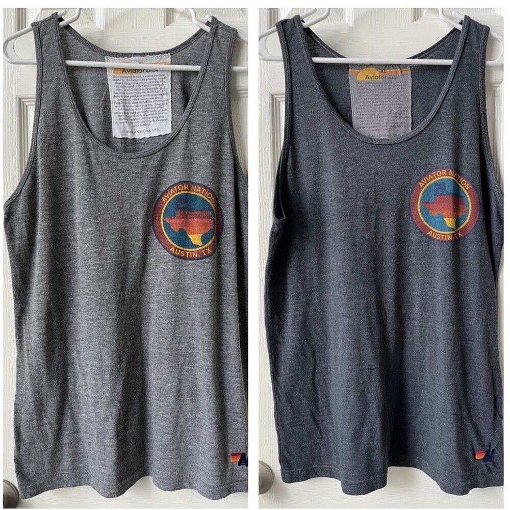 2 Aviator Nation Austin TX Tank Top Men’s Size XL Circle Logo Beach Surf Casual